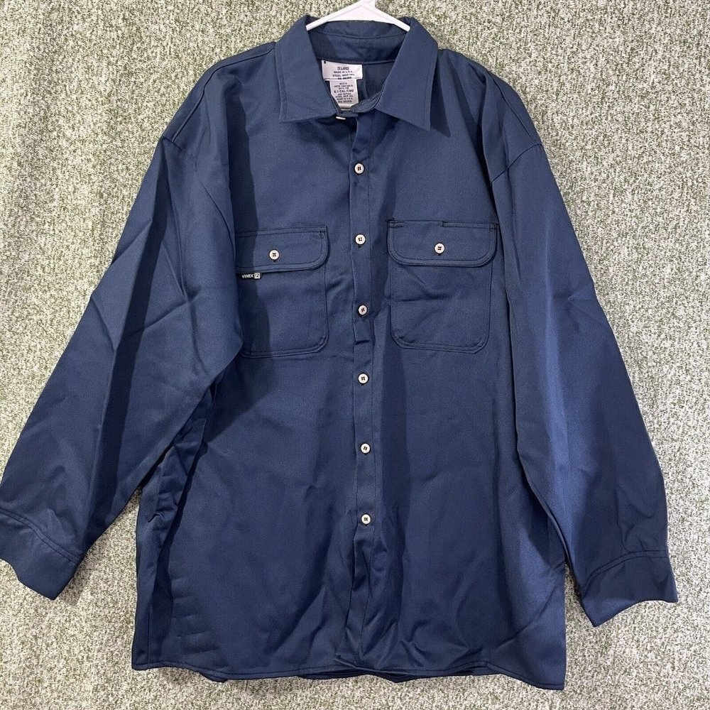 Steel Grip Flame Resistant Collared Shirt 2XL Navy 8.1 CAL/CM2 Vinex HRC2 NWOT